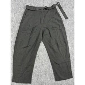 Banana Republic Pants Womens 12 Black High Rise Belted Tapered Linen Trousers